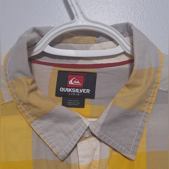 Lrg Quiksilver Men's Yellow and Gray Checkered Shirt - Picture 2 of 2
